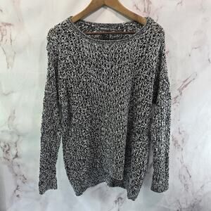 Eddie Bauer Sweater Womens Medium Gray Black Marled Variegated Cotton Vintage
